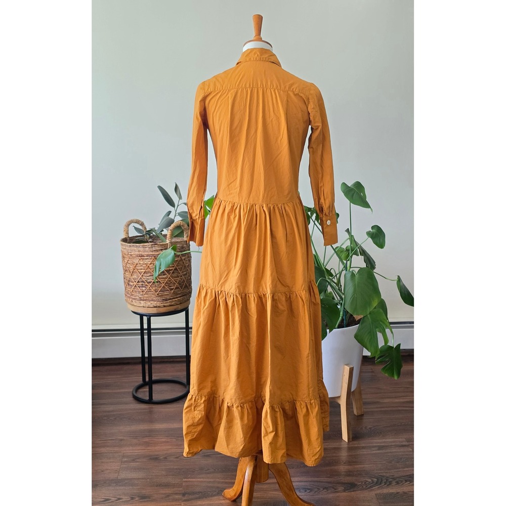 Laboratorio Capri Italy Ochre Cotton Tiered Maxi Shirt Dress Womens 38 / Small - Picture 4 of 11